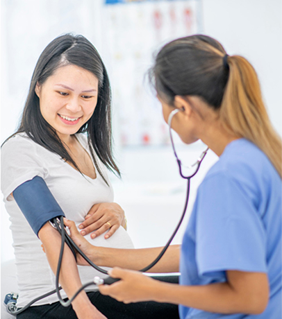Doctor taking blood pressure