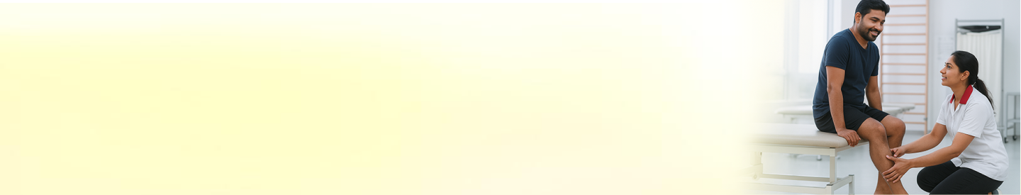 Doctor examining knee model