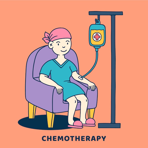 Hand drawn flat design chemotherapy illustration